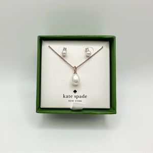 Kate Spade Rose Gold Pearl Pendant and Studs Set